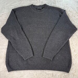 Vintage Structure Mens Dark Gray Knit Sweater XL Crew Neck Y2K Retro 90s Casual